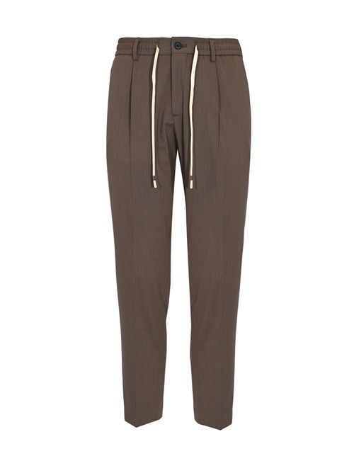 Pantalone in misto lana e viscosa tecnica con coulisse Brown DANIELE ALESSANDRINI | DA1FW26P005431